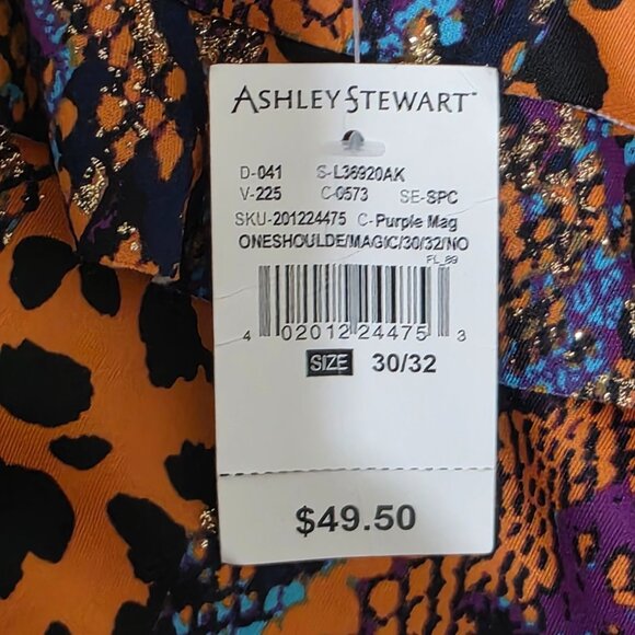 ASHLEY STEWART PLUS SIZE MIX ANIMAL PRINT ONE SHOULDER TOP | SIZE 30/32 | MULTI - Picture 5 of 7